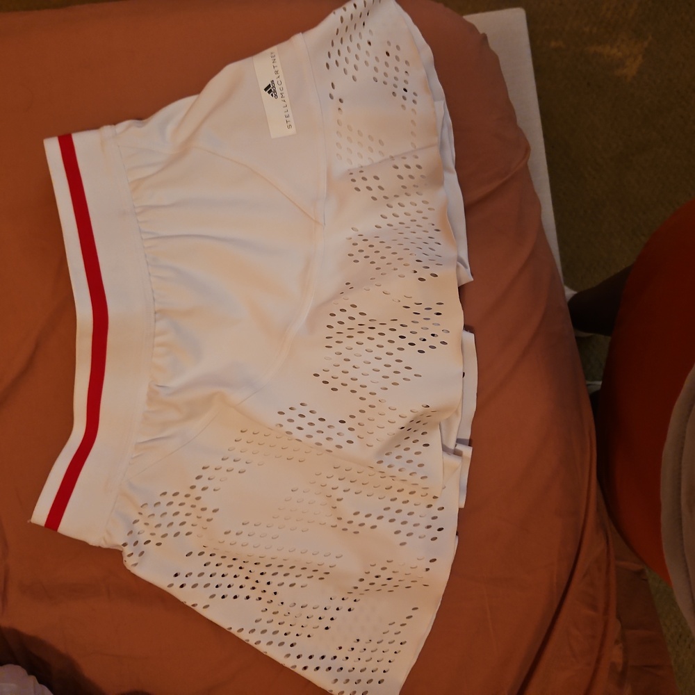 adidas White Skater Skirt with Red Waistband Stripe